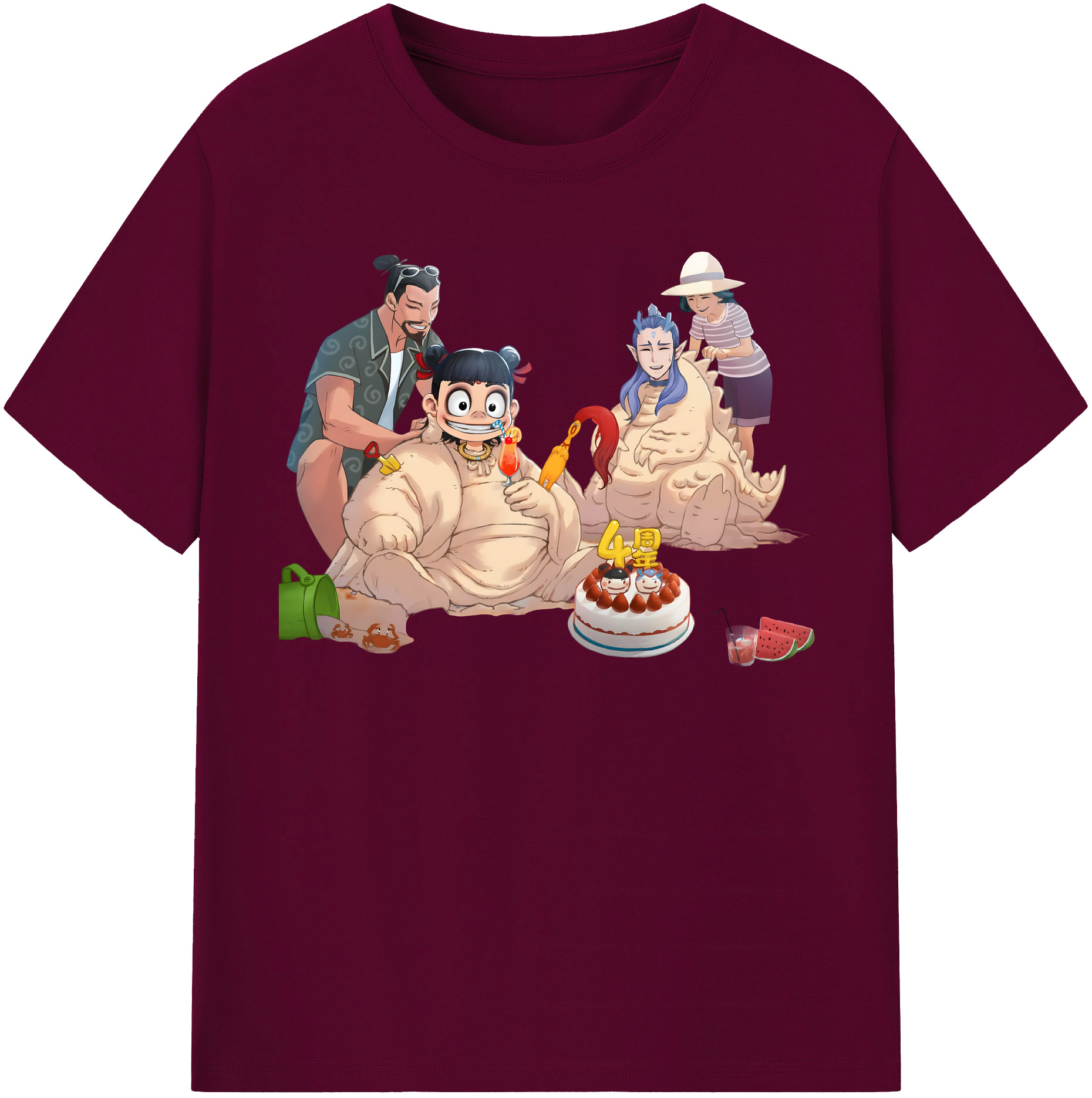 （画像用） Ne Zha 2 ナタ 魔童の大暴れ レディースカジュアルプリントTシャツ（綿100％）